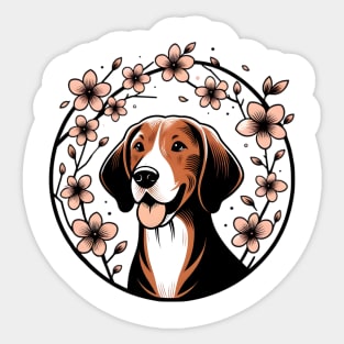 Bavarian Mountain Scent Hound Welcomes Spring Cherry Blossoms Sticker